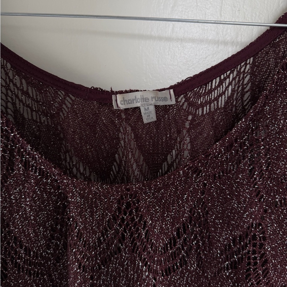 Charlotte Russe Burgundy Fringe Knit Top - Picture 4 of 4